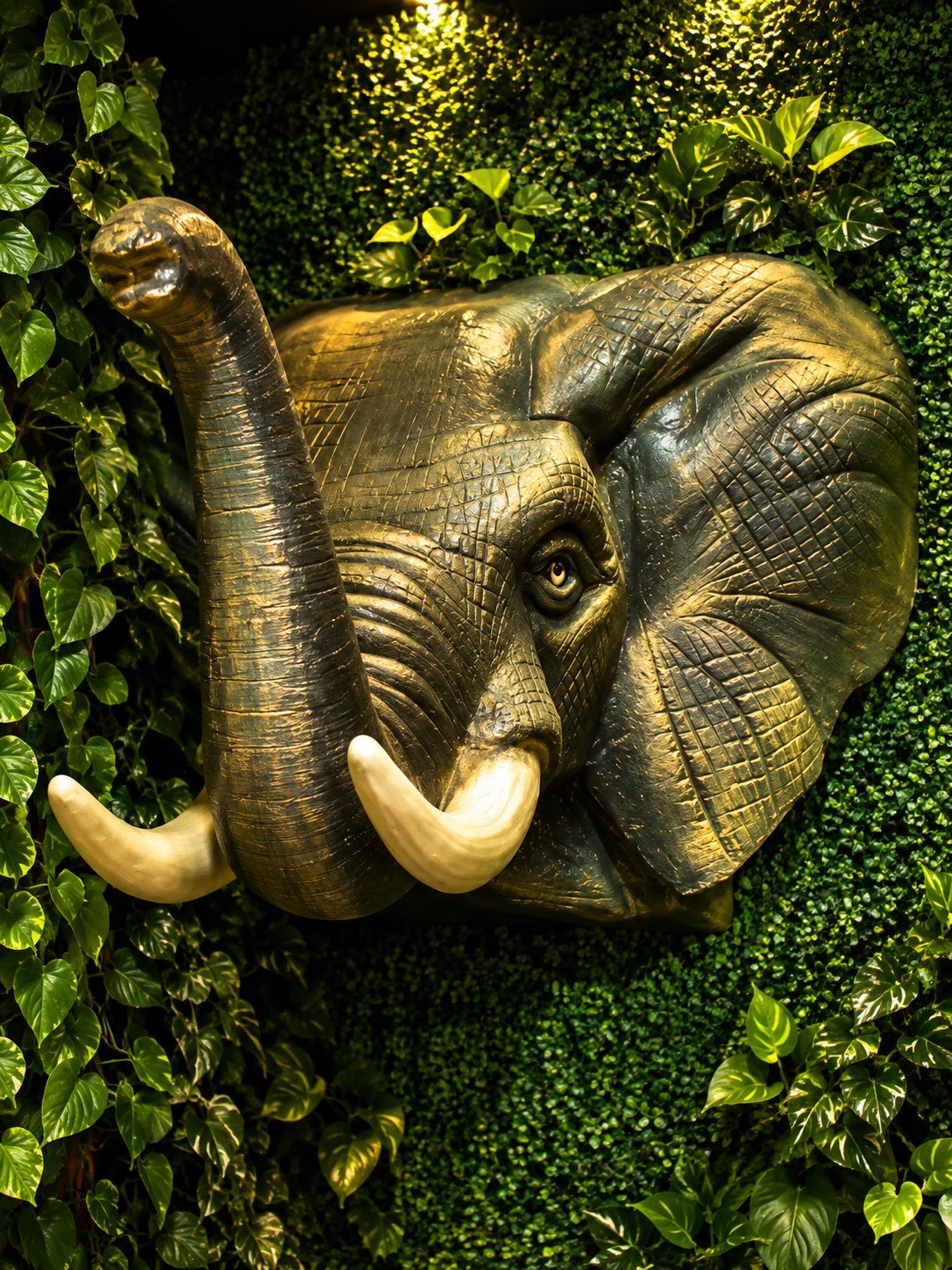 Detailed FRP elephant sculpture showing Tirupati Graphics craftsmanship